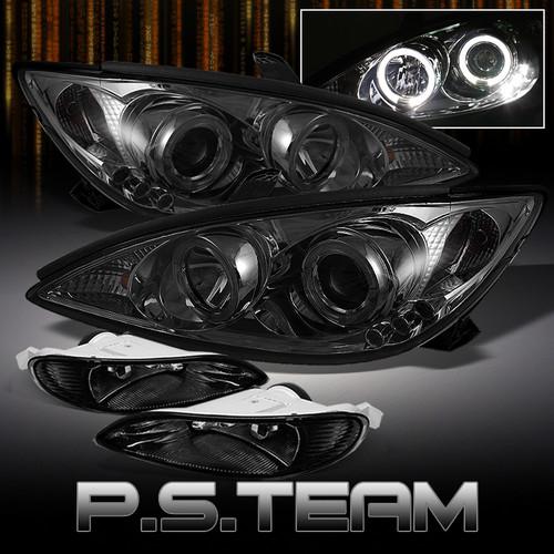 Smoked 02-04 camry dual halo projector headlights + smoked fog lights w/switch