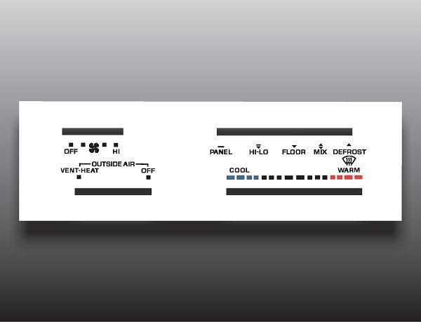 1987-1988 ford ranger non-ac white heater control overlay hvac