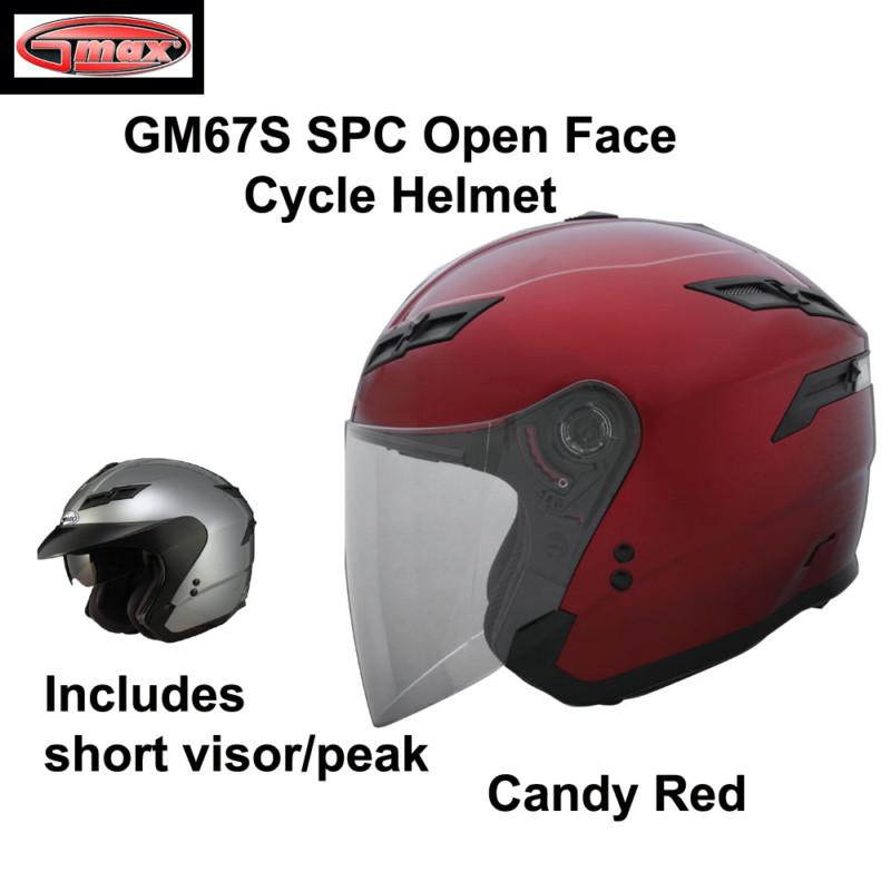 Gmax gm67s open face motorcycle street helmet (s,m,l,xl,2x,3x) candy red