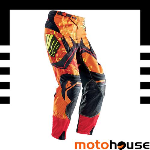 Thor mens flux block pants mx offroad dirt motocross yellow orange black 