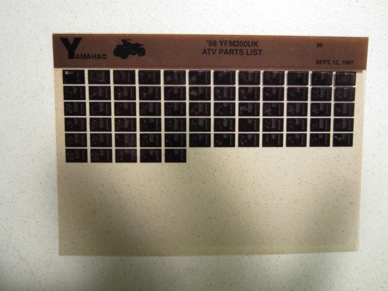 1998 yamaha atv yfm350uk microfiche parts list catalog yfm 350 uk