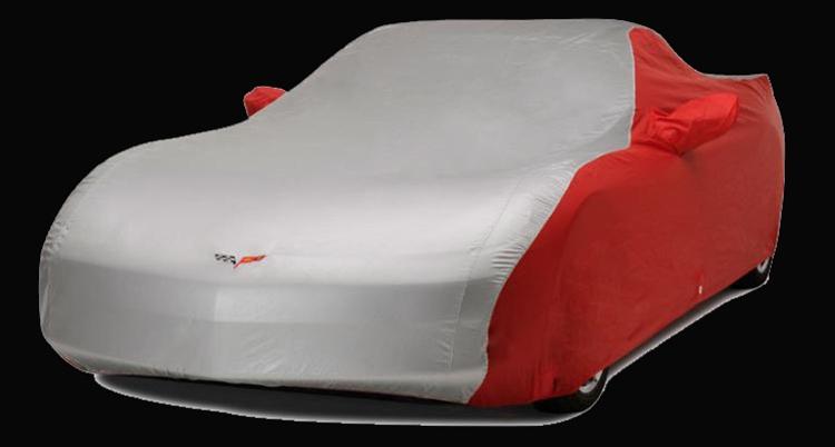 2005-2013 corvette car cover two tone c6 embroidered logo  c6, z06, zr1 & gs red