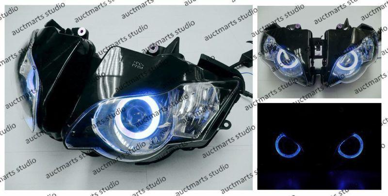 Honda cbr 1000rr 2008-2011 halo angel eye projector bi-xenon headlamp blue d