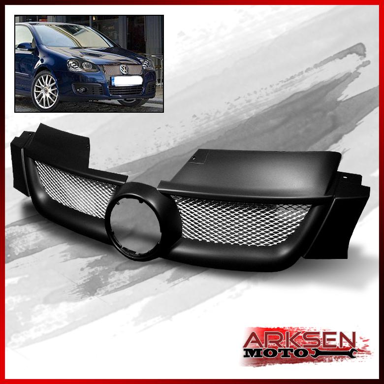 06-09 volkswagen rabbit/gti/r32 abs black mesh style front hood grill grille set