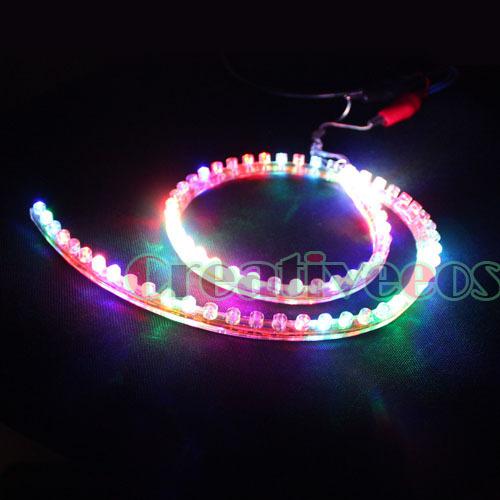 Pvc 72cm 72leds 12v car waterproof flexible 7color led strip grille light