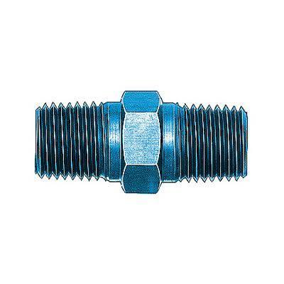 Aeroquip fbm2134 fitting coupler straight male 3/8" npt to male 3/8" npt blue ea