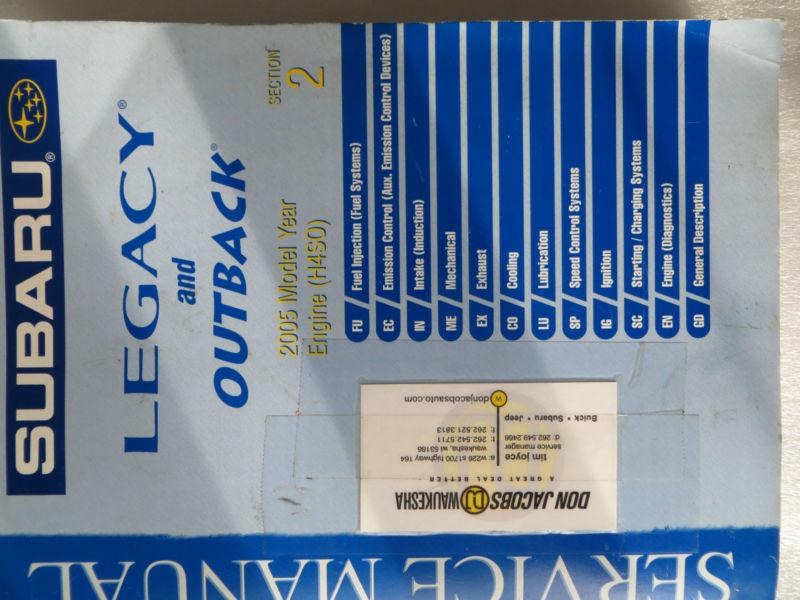 Subaru service manual *2005 engine section (h4so) legacy and outback* ~used~