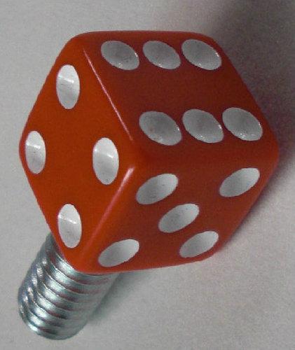 Real dice "red & white dots" custom bolt for harley mounting seat to fender top