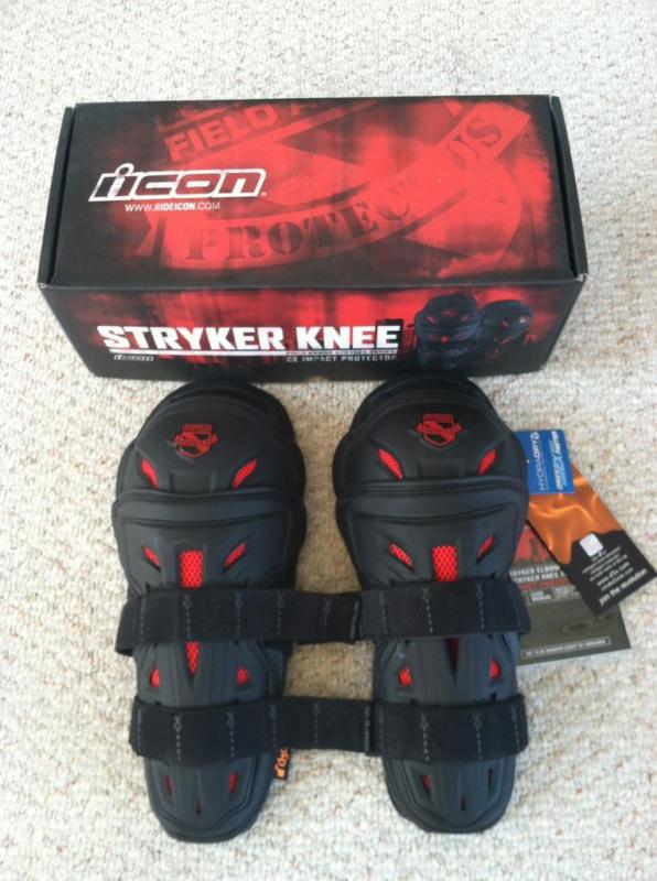 Icon stryker knee armor protection black/red one size - new