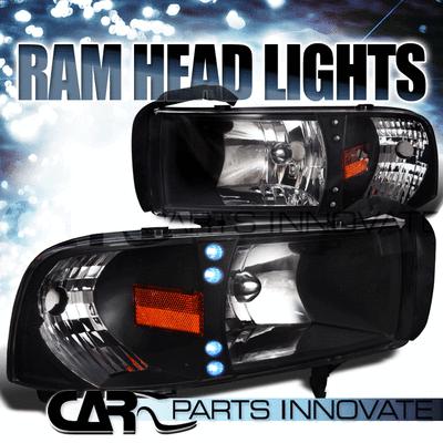 Dodge 94-01 ram 1500 2500 3500 crystal black led headlights+corner signal