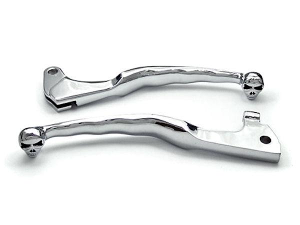 Chrome clutch + brake skull hand levers for 1988-1997 yamaha virago 750 / xv750