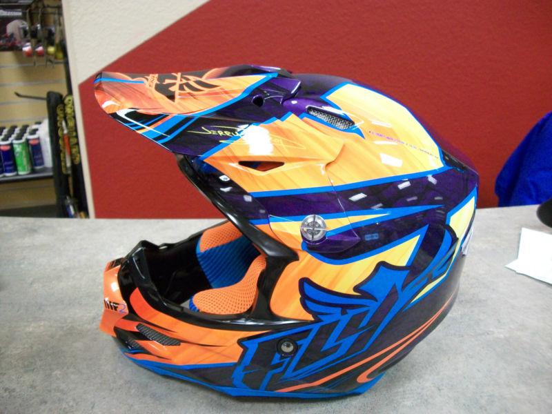 Fly racing f2 carbon acetylene helmet orange/purple large new!!