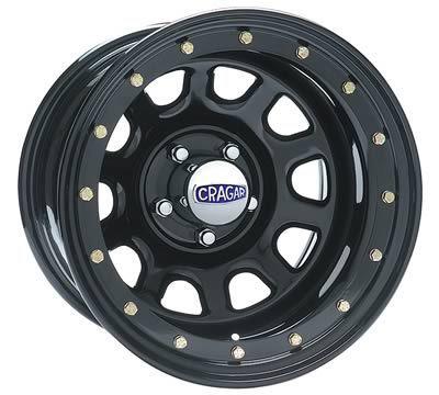 Cragar street lock d window black steel wheels 15"x8" 6x5.5" bc set of 2