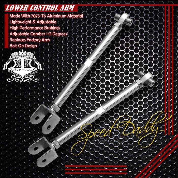 2p stainless ss rear lower toe control arm/rod 89-98 nissan 240sx s13 s14 silver