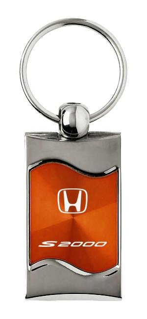 Honda s2000 orange rectangular wave key chain ring tag key fob logo lanyard
