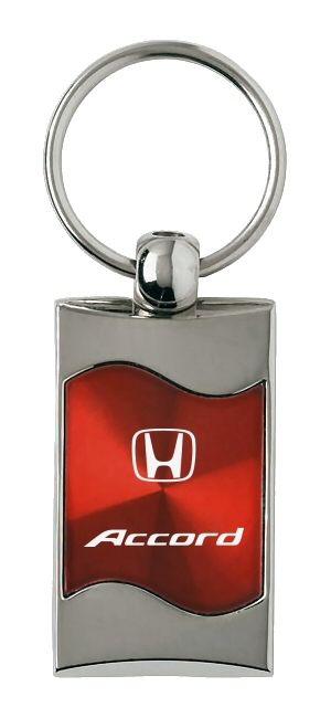 Honda accord red rectangular wave metal key chain ring tag key fob logo lanyard