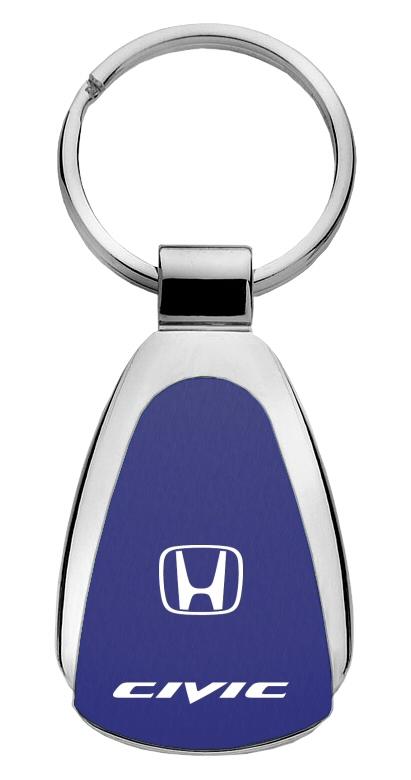 Honda civic blue blue tear drop metal key chain ring tag key fob logo lanyard