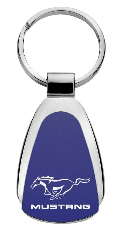 Ford mustang blue blue tear drop metal key chain ring tag key fob logo lanyard