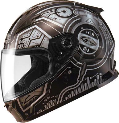 G-max gm49y dj graphic youth motorcycle helmet dj black/silver medium