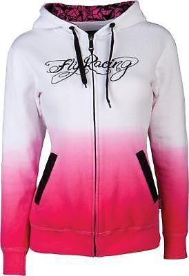 Fly racing womens ombre zip hoody pink white size medium