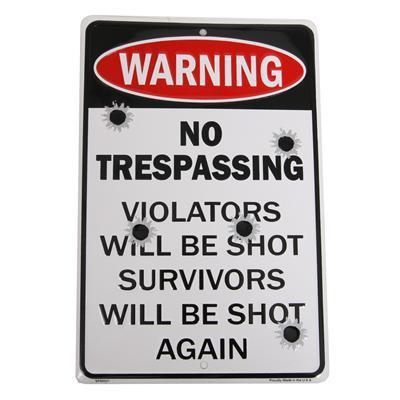 Ghh vintage sign no trepassing violators will be shot rectangular 8" w 12" h