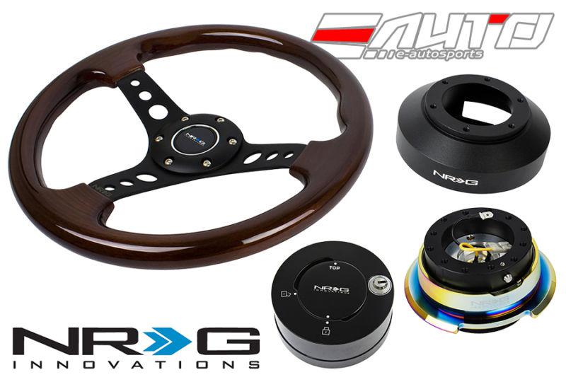 Nrg 330mm brown wood bk o spoke steering wheel 141h hub 2.8 bkmc release lock lb