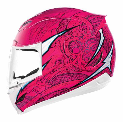 New icon airmada sportbike sb1 full-face adult helmet, pink/black, xs