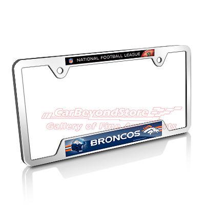 Nfl denver broncos chrome metal license plate frame + free gift, licensed