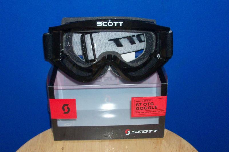 Scott 87 otgover the glasses motorcycle dirt bike goggles black with clear lens