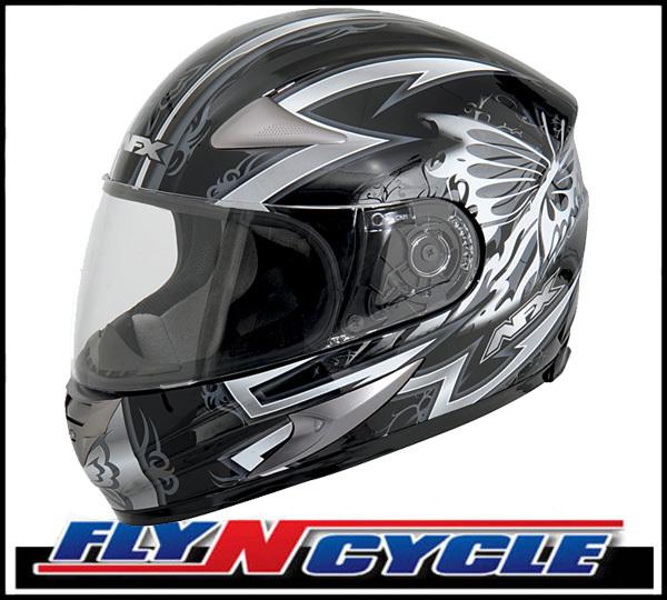 Afx fx-90 silver passion large full face motorcycle helmet dot ece