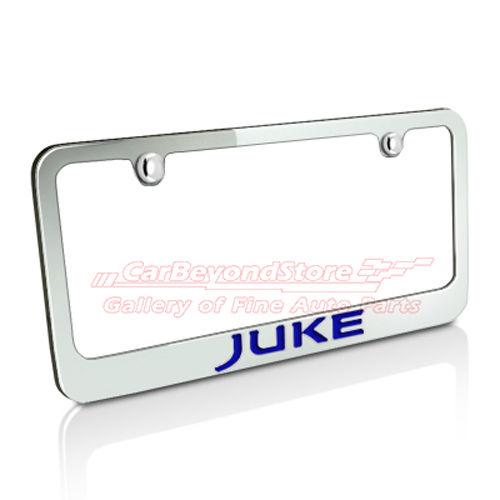 Nissan blue juke chrome metal license plate frame, lifetime warranty + free gift