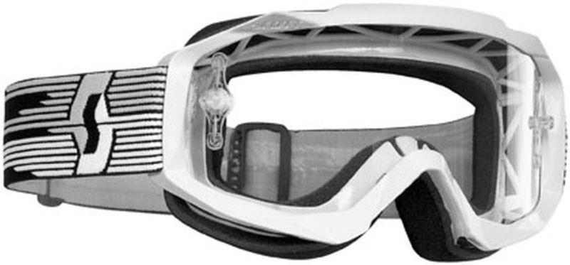 New scott hustle w/ clear works lens adult goggles, white, one size