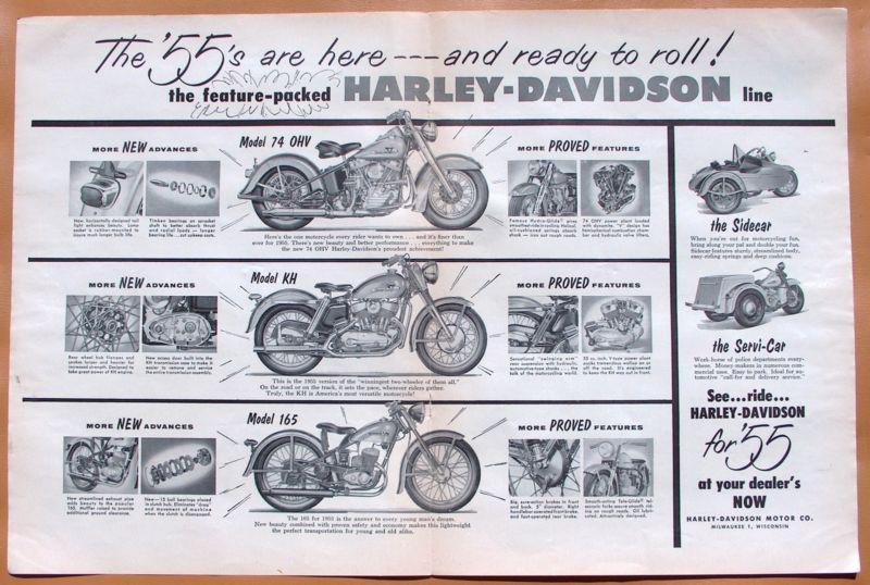 Lg227    1955 harley davidson model line centerfold ad!