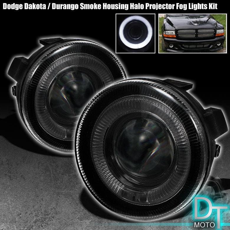 01-04  dakota durango smoked halo projector fog lights lamps w/switch & bulbs