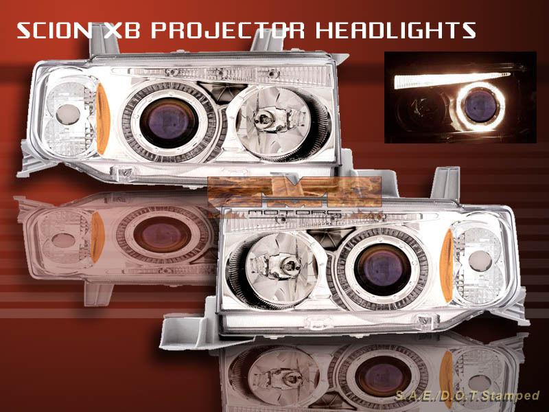 2003-2007 scion xb halo projector headlights chrome housing