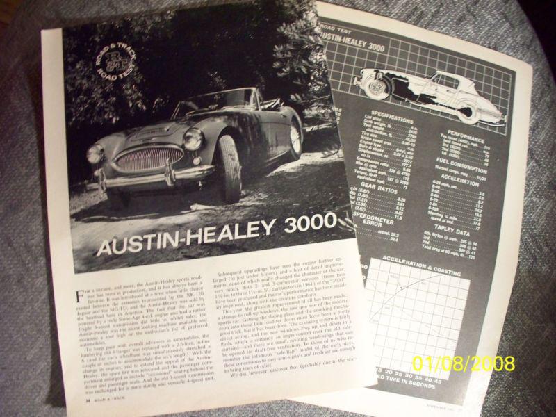 1963 austin-healey 3000 in rare, orig 5pg. article! great gift for the 3000 fan!