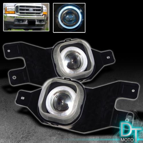 99-04 f250 f350 excursion halo projector bumper fog lights w/switch left+right