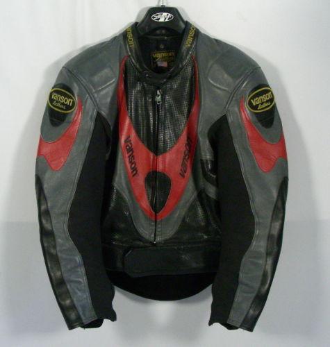 Vanson bike motorcyle fully padded mens leather jacket  sz 44   no reserve