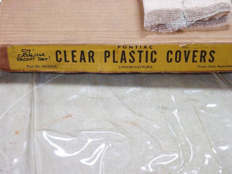 Nos 1957 pontiac catalina clear plastic front seat cover set 2 door