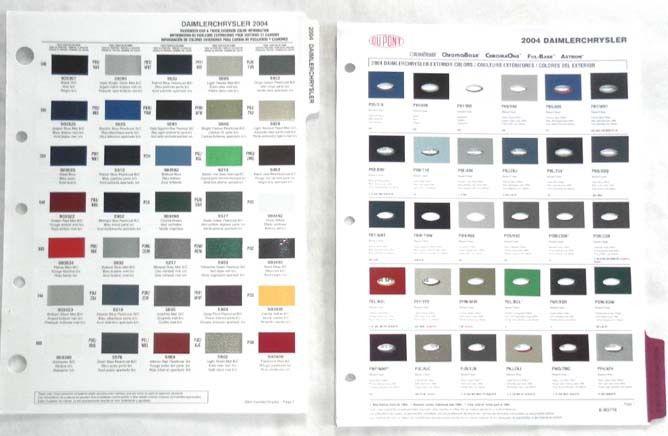 2004 chryler dodge plymouth mopar truck color paint chip charts all models