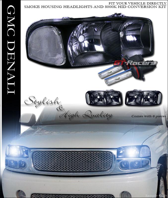 8000k hid xenon smoke head lights signal parking lamps 99-06 sierra/yukon denali