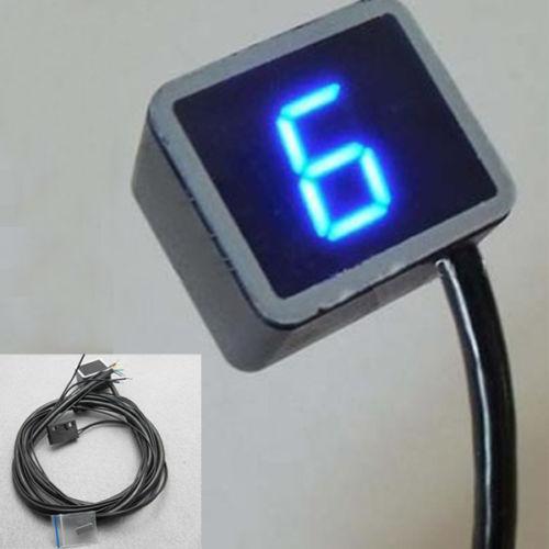 Blue universal digital gear indicator for motorcycle display shift level 