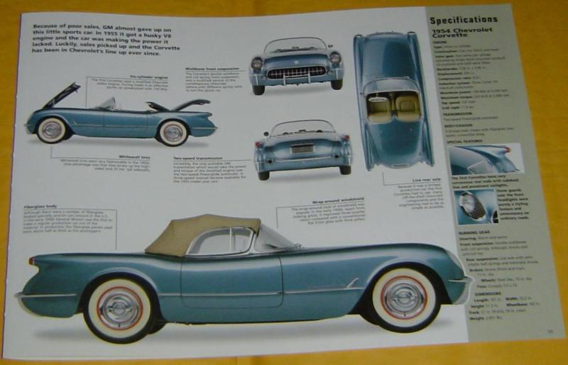 1954 chevrolet corvette convertible 235 ci 150hp 3 carter carbs info/specs/photo