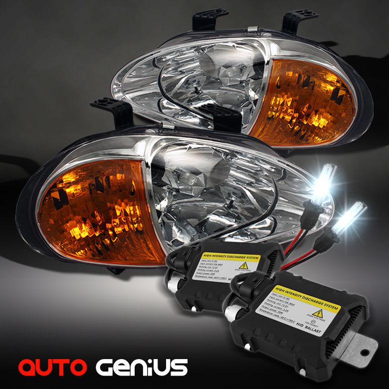 Slim ballast xenon hid upgrade kit + 93-97 del sol 1pc design chrome headlights