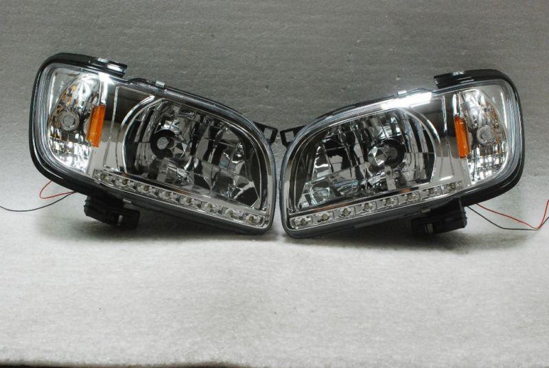 01-04 tacoma 2in1 clear crystal drl led headlights w/black trim corner signal