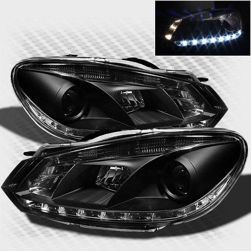 2010-2013 volkswagen golf/gti drl led projector headlights black head lights set