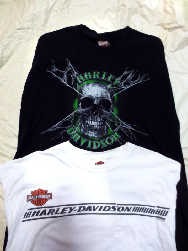 Lot of 2 harley davidson, 1 skull & 1 pocket,  short sleeve t-shirts  size xl