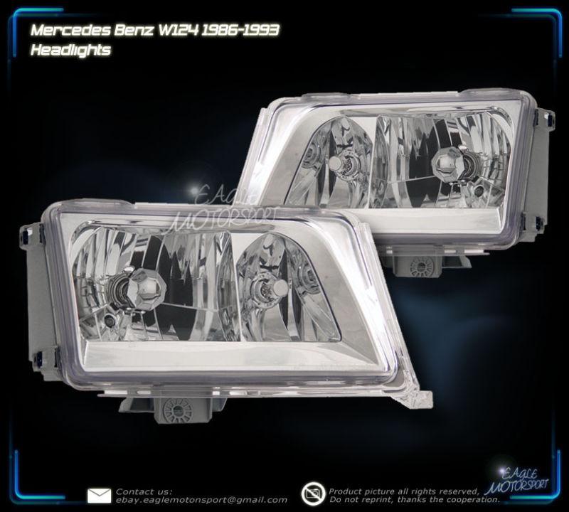 1994-1995 mercedes benz w124 crystal chrome headlights lh rh head lamps assembly