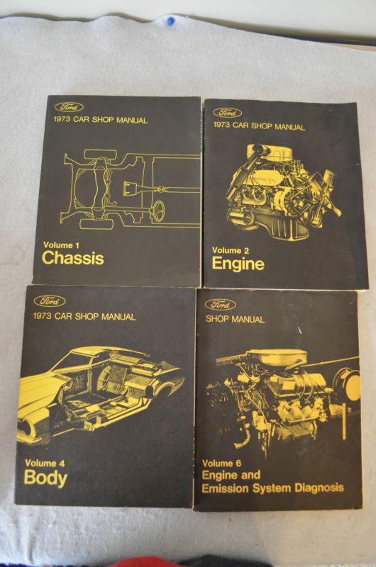 1973 ford car shop manual volume 1 2 4 6 chassis engine body emission system