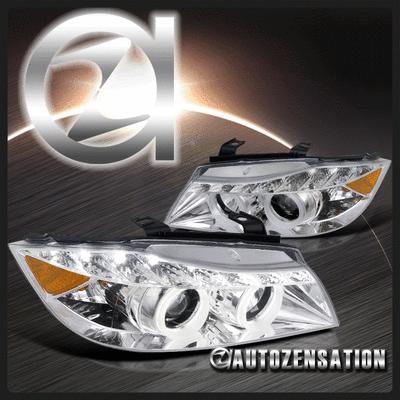 06-08 bmw e90 3-series chrome iced halo smd led projector headlights